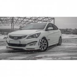 1 499 р. Реснички на фары HS1 Hyundai Solaris RBr седан дорестайлинг (2010-2014) (Неокрашенные)  с доставкой в г. Вологда. Увеличить фотографию 4