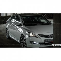 1 499 р. Реснички на фары Zeus Hyundai Solaris RBr седан дорестайлинг (2010-2014) (Неокрашенные)  с доставкой в г. Вологда. Увеличить фотографию 7