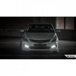 1 499 р. Реснички на фары Zeus Hyundai Solaris RBr седан дорестайлинг (2010-2014) (Неокрашенные)  с доставкой в г. Вологда. Увеличить фотографию 10
