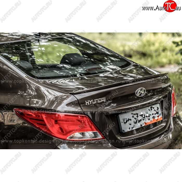 4 499 р. Лип спойлер HS-2 Hyundai Solaris RBr седан дорестайлинг (2010-2014) (Неокрашенный)  с доставкой в г. Вологда