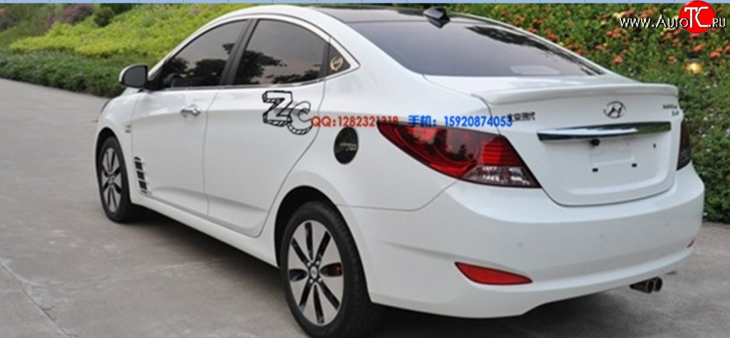 2 399 р. Лип спойлер M-VRS Hyundai Solaris RBr седан дорестайлинг (2010-2014) (Неокрашенный)  с доставкой в г. Вологда