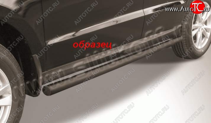9 899 р. Защита порогов из трубы d57 Slitkoff Hyundai Tucson LM (2010-2017) (Цвет: серебристый)  с доставкой в г. Вологда