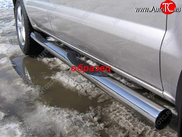 12 399 р. Защита порогов их трубы d76 Slitkoff (с проступью) Hyundai Tucson LM (2010-2017) (Цвет: серебристый)  с доставкой в г. Вологда