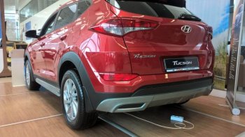 5 649 р. Накладка на задний бампер АвтоКрат Hyundai Tucson TL дорестайлинг (2015-2018) (Неокрашенная)  с доставкой в г. Вологда. Увеличить фотографию 3