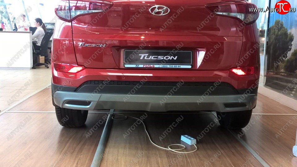 5 649 р. Накладка на задний бампер АвтоКрат Hyundai Tucson TL дорестайлинг (2015-2018) (Неокрашенная)  с доставкой в г. Вологда