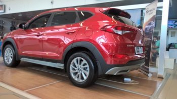 7 349 р. Пластиковые пороги АвтоКрат Hyundai Tucson TL дорестайлинг (2015-2018) (Неокрашенные)  с доставкой в г. Вологда. Увеличить фотографию 2