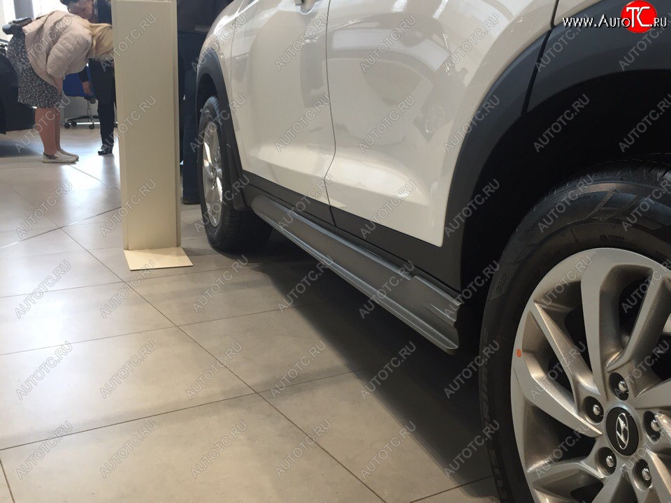 7 349 р. Пластиковые пороги АвтоКрат Hyundai Tucson TL дорестайлинг (2015-2018) (Неокрашенные)  с доставкой в г. Вологда