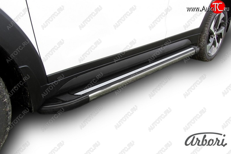 12 509 р. Порожки для ног Arbori Luxe Black Hyundai Tucson TL дорестайлинг (2015-2018)  с доставкой в г. Вологда