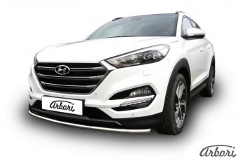 11 789 р. Защита переднего бампера Arbori (нержавейка, 1 труба d42 mm). Hyundai Tucson TL дорестайлинг (2015-2018)  с доставкой в г. Вологда. Увеличить фотографию 2