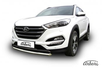 14 291 р. Защита переднего бампера Arbori (нержавейка, 1 труба d57 mm). Hyundai Tucson TL дорестайлинг (2015-2018)  с доставкой в г. Вологда. Увеличить фотографию 2