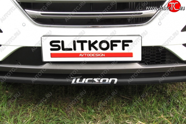 8 349 р. Защита переднего бампера из трубы d42 Slitkoff Hyundai Tucson TL дорестайлинг (2015-2018) (Цвет: серебристый)  с доставкой в г. Вологда