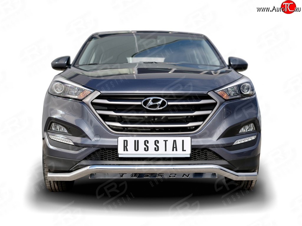 18 549 р. Защита переднего бампера (Ø63 мм волна, нержавейка) SLITKOFF Hyundai Tucson TL дорестайлинг (2015-2018)  с доставкой в г. Вологда