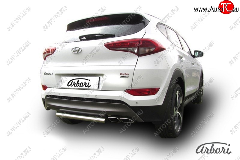 14 249 р. Защита штатных порогов Arbori (нержавейка, d57 mm). Hyundai Tucson TL дорестайлинг (2015-2018)  с доставкой в г. Вологда