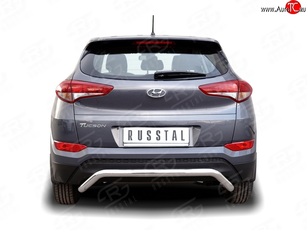15 349 р. Защита заднего бампера (Ø63 мм волна короткая, нержавейка) SLITKOFF Hyundai Tucson TL дорестайлинг (2015-2018)  с доставкой в г. Вологда