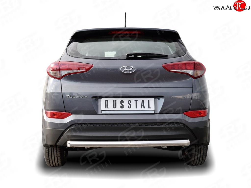 13 899 р. Защита заднего бампера (Ø63 мм короткая, нержавейка) SLITKOFF Hyundai Tucson TL дорестайлинг (2015-2018)  с доставкой в г. Вологда
