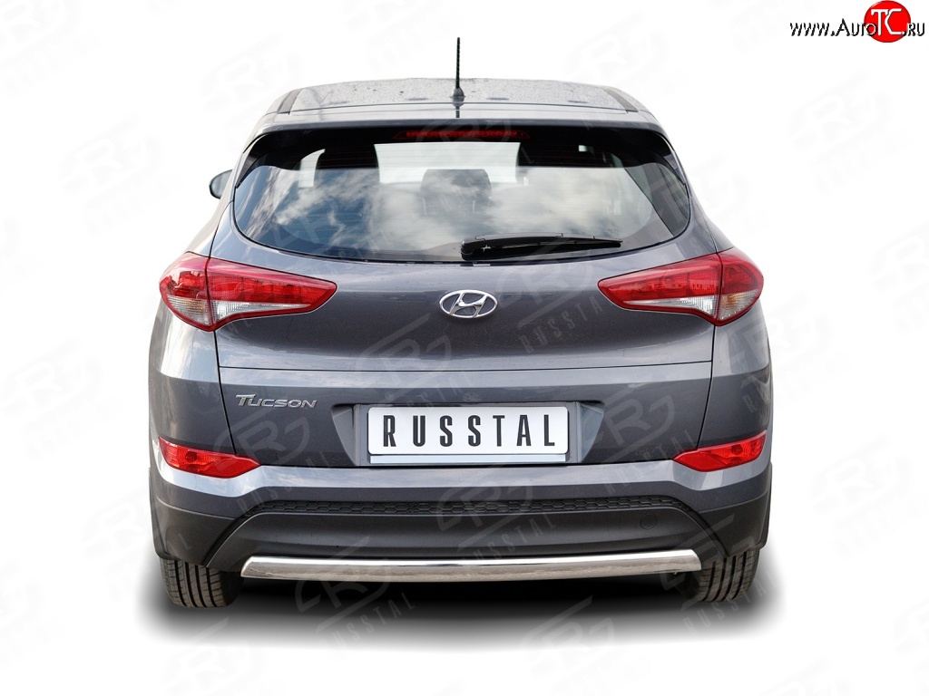 12 449 р. Защита заднего бампера (Ø75x42 мм, нержавейка) Russtal Hyundai Tucson TL дорестайлинг (2015-2018)  с доставкой в г. Вологда