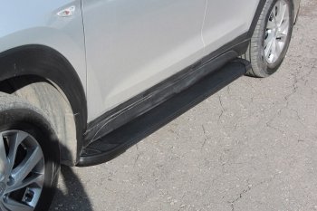 13 349 р. Алюминиевые пороги для ног Slitkoff (optima) Hyundai Tucson TL рестайлинг (2018-2021) (Серебристые)  с доставкой в г. Вологда. Увеличить фотографию 2