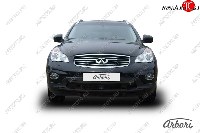 9 269 р. Защита переднего бампера Arbori (широкая, черная, 2 трубы d57 и 57 mm) INFINITI EX35 J50 (2007-2013)  с доставкой в г. Вологда