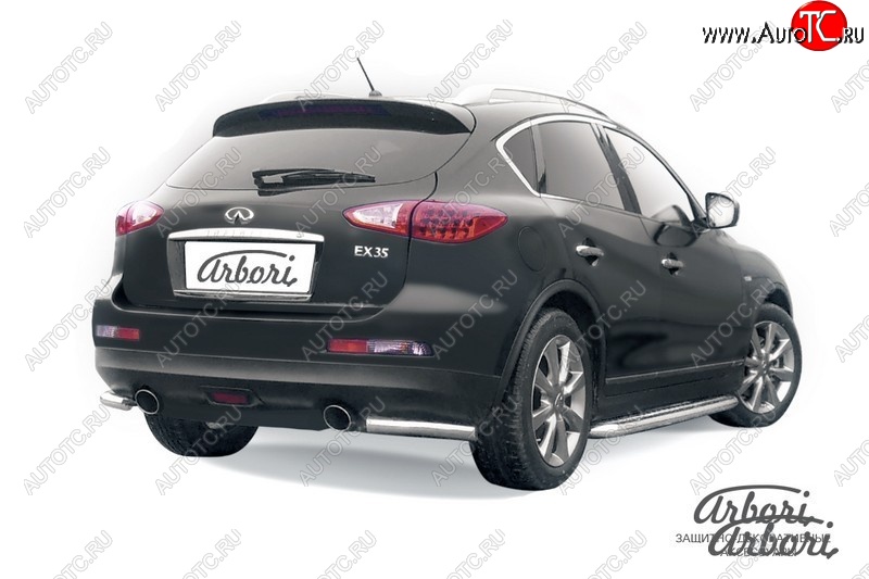 8 999 р. Защита заднего бампера Arbori (уголки, нержавейка, 1 труба d57 mm). INFINITI EX35 J50 (2007-2013)  с доставкой в г. Вологда