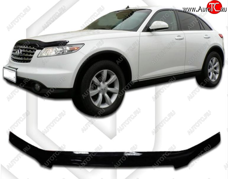 2 159 р. Дефлектор капота CA-Plastic INFINITI FX35 S50 рестайлинг (2006-2008) (Classic черный, Без надписи)  с доставкой в г. Вологда