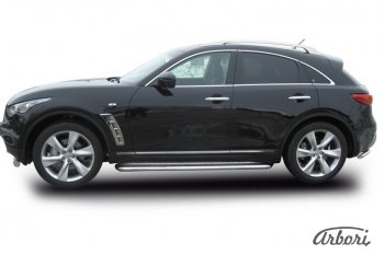 20 519 р. Защита штатных порогов с листом Arbori (нержавейка, алюминий, d57) INFINITI FX35 S51 дорестайлинг (2008-2011)  с доставкой в г. Вологда. Увеличить фотографию 2