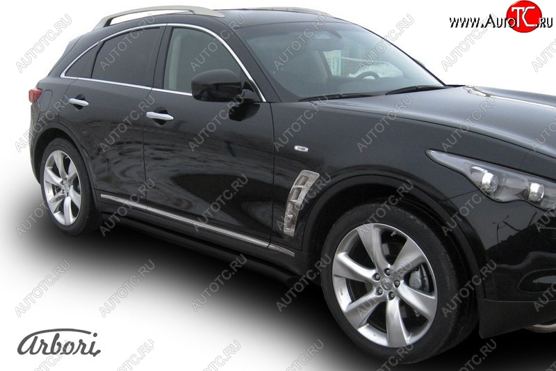 10 259 р. Защита штатных порогов Arbori (черная, d76 mm). INFINITI FX35 S51 дорестайлинг (2008-2011)  с доставкой в г. Вологда