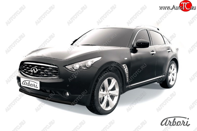 11 159 р. Защита переднего бампера Arbori (черная, 1 труба d76 mm). INFINITI FX35 S51 дорестайлинг (2008-2011)  с доставкой в г. Вологда