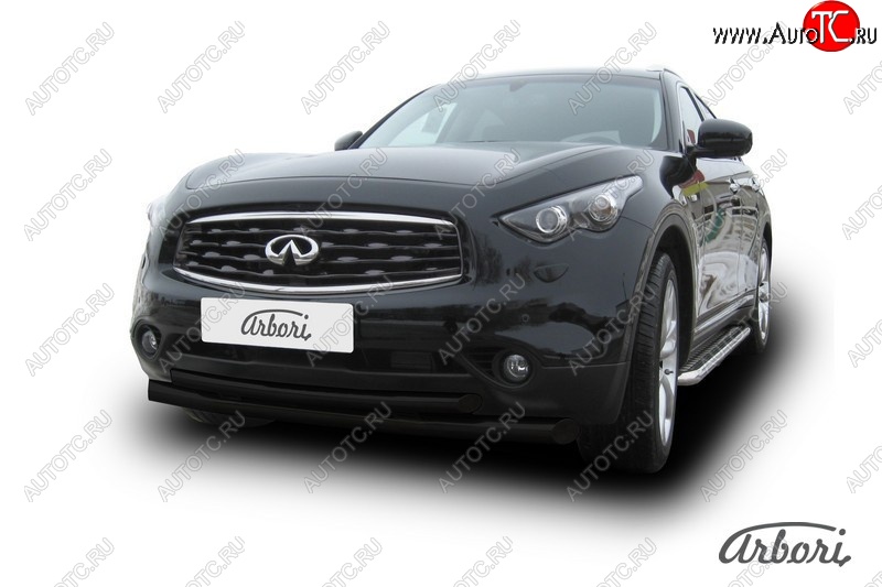 13 859 р. Защита переднего бампера Arbori (черная, 2 трубы d76 и 57 mm) INFINITI FX50 S51 дорестайлинг (2008-2011)  с доставкой в г. Вологда