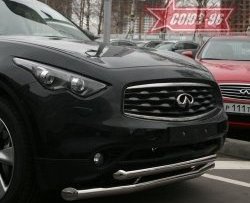 27 134 р. Защита переднего бампера двойная Souz-96 (d76/60) INFINITI FX35 S51 дорестайлинг (2008-2011)  с доставкой в г. Вологда. Увеличить фотографию 2