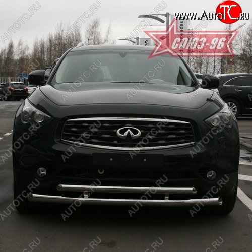 27 134 р. Защита переднего бампера двойная Souz-96 (d76/60) INFINITI FX35 S51 дорестайлинг (2008-2011)  с доставкой в г. Вологда