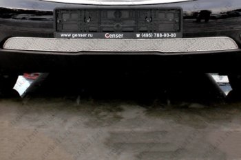 Защитная сетка в бампер (ячейка 4х10 мм, с датчиком FCW) Alfeco Премиум INFINITI FX37  S51 (2008-2013) дорестайлинг, рестайлинг (Хром)