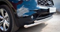 20 999 р. Защита переднего бампера (2 трубыØ63 мм, нержавейка) SLITKOFF INFINITI FX37 S51 рестайлинг (2011-2013)  с доставкой в г. Вологда. Увеличить фотографию 3
