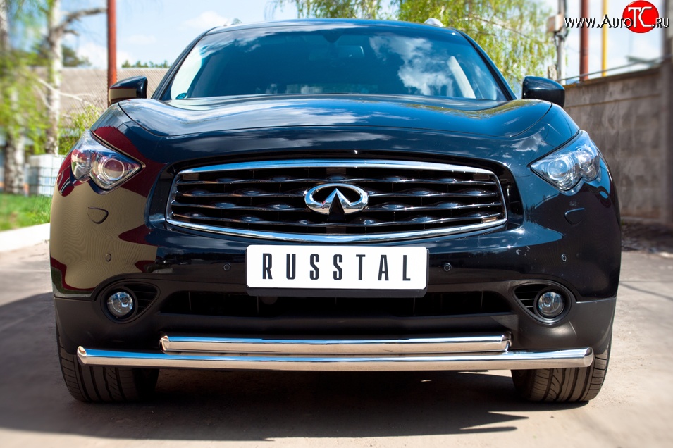 20 999 р. Защита переднего бампера (2 трубыØ63 мм, нержавейка) SLITKOFF INFINITI FX37 S51 рестайлинг (2011-2013)  с доставкой в г. Вологда