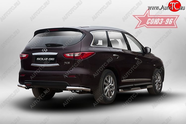 14 264 р. Защита заднего бампера из двух боковых уголков Souz-96 (d 60) INFINITI QX60 L50 дорестайлинг (2013-2016)  с доставкой в г. Вологда