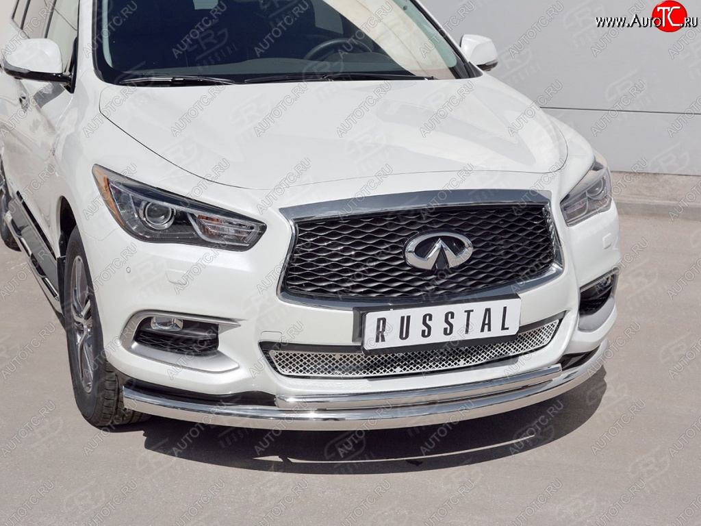 20 999 р. Защита заднего бампера (Ø76 и 42 мм, нержавейка) SLITKOFF INFINITI QX60 L50 рестайлинг (2016-2021)  с доставкой в г. Вологда