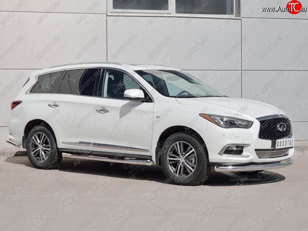 18 349 р. Защита переднего бампера (Ø76 мм, нержавейка) SLITKOFF INFINITI QX60 L50 рестайлинг (2016-2021)  с доставкой в г. Вологда