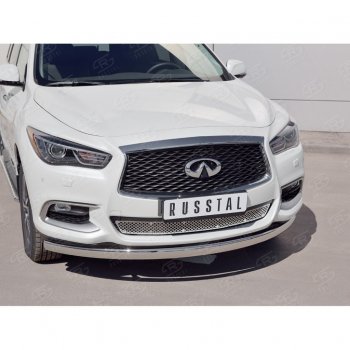 13 999 р. Защита переднего бампера (Ø75х42 мм, нержавейка) Russtal INFINITI QX60 L50 рестайлинг (2016-2021)  с доставкой в г. Вологда. Увеличить фотографию 2