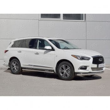13 999 р. Защита переднего бампера (Ø75х42 мм, нержавейка) Russtal INFINITI QX60 L50 рестайлинг (2016-2021)  с доставкой в г. Вологда. Увеличить фотографию 3