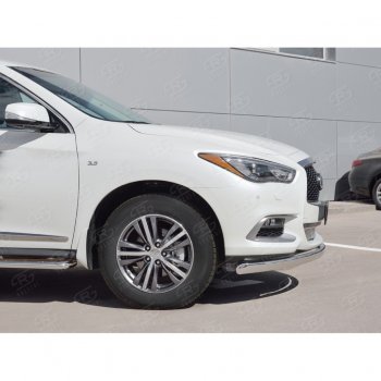 13 999 р. Защита переднего бампера (Ø75х42 мм, нержавейка) Russtal INFINITI QX60 L50 рестайлинг (2016-2021)  с доставкой в г. Вологда. Увеличить фотографию 4
