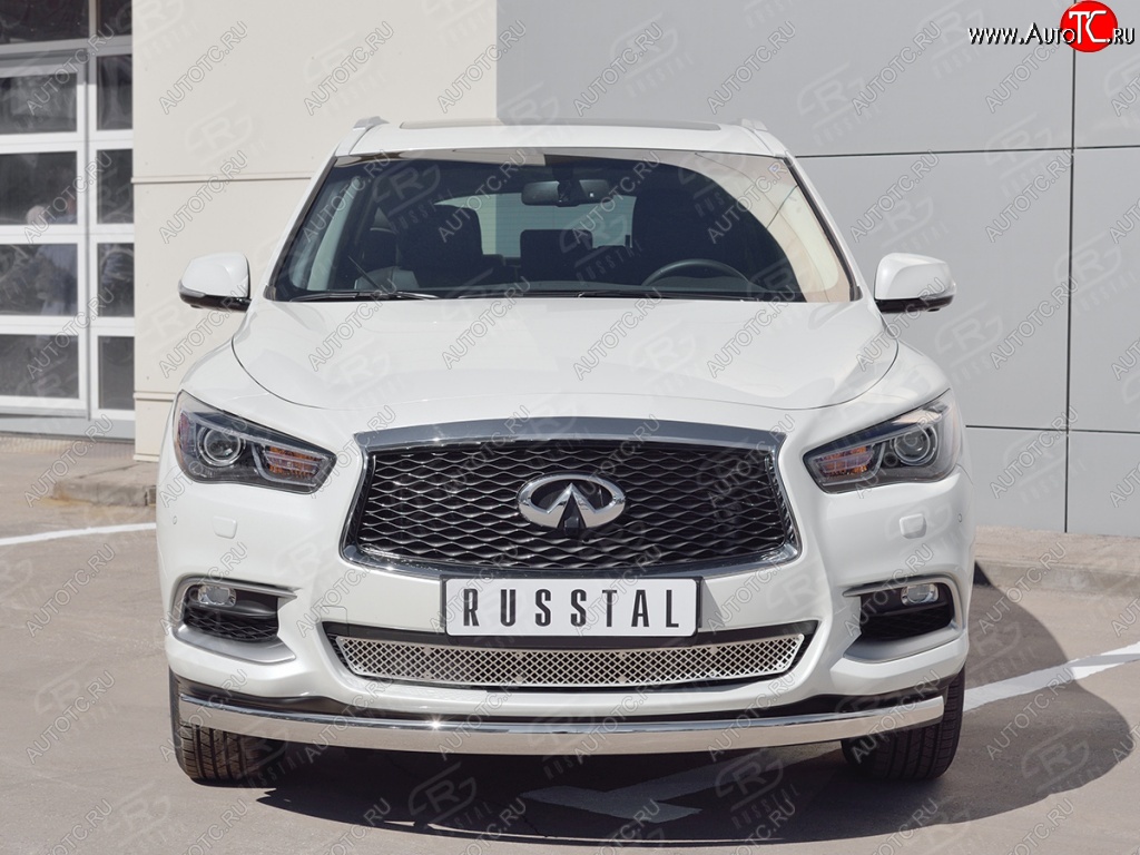 13 999 р. Защита переднего бампера (Ø75х42 мм, нержавейка) Russtal INFINITI QX60 L50 рестайлинг (2016-2021)  с доставкой в г. Вологда