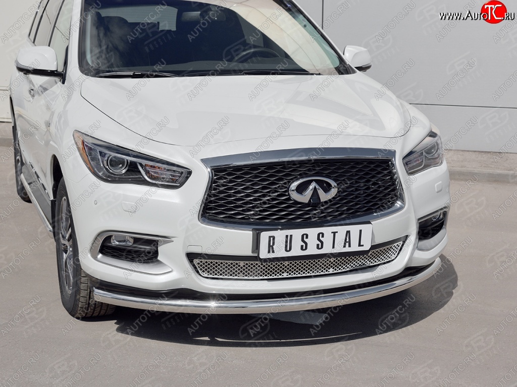 17 649 р. Защита заднего бампера (Ø63 мм, нержавейка) SLITKOFF INFINITI QX60 L50 рестайлинг (2016-2021)  с доставкой в г. Вологда