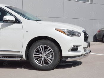 17 999 р. Защита переднего бампера (2 трубыØ75х42 мм, нержавейка) Russtal INFINITI QX60 L50 рестайлинг (2016-2021)  с доставкой в г. Вологда. Увеличить фотографию 3