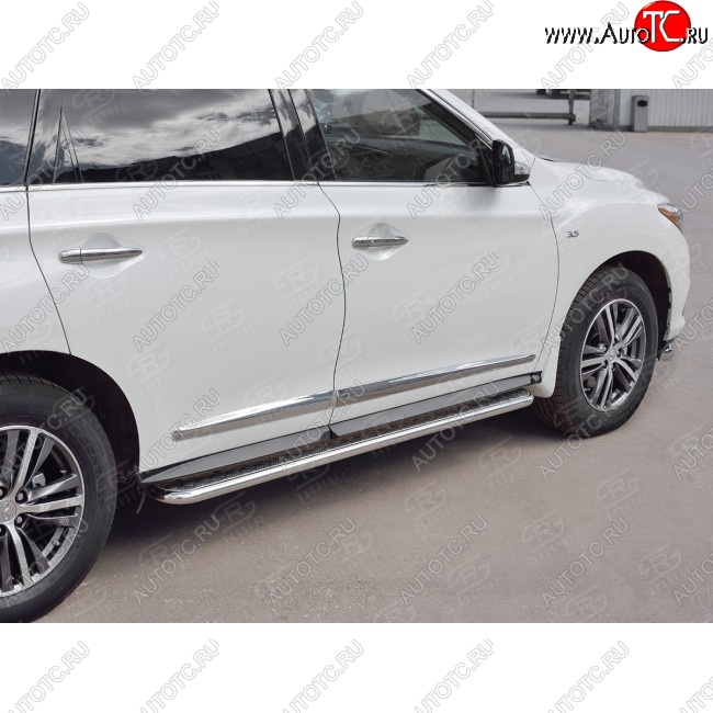 24 649 р. Широкая защита порогов с трубой диаметром 42 мм SLITKOFF v1 INFINITI QX60 L50 рестайлинг (2016-2021)  с доставкой в г. Вологда