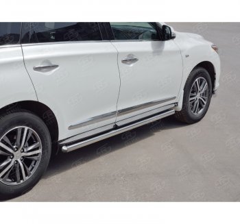 IЗащита порогов (Ø63 мм) SLITKOFF INFINITI QX60 L50 рестайлинг (2016-2021) (Вариант 3 (круглые торцы под 90°))