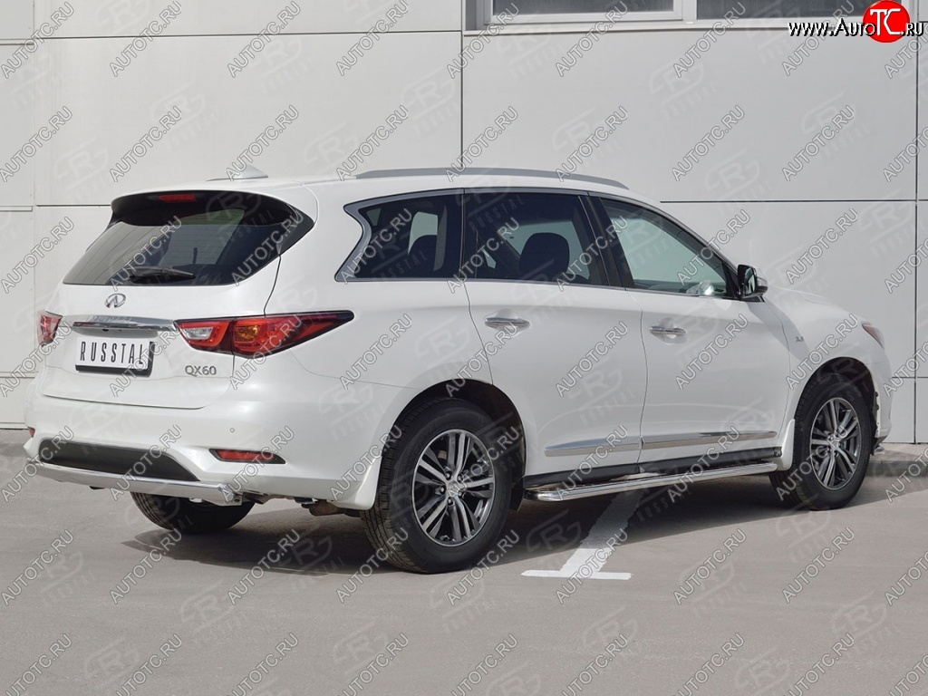13 999 р. Защита заднего бампера (Ø75x42 мм, нержавейка) Russtal INFINITI QX60 L50 рестайлинг (2016-2021)  с доставкой в г. Вологда