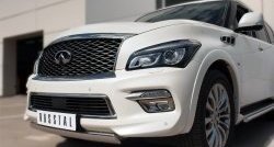 13 999 р. Защита переднего бампера (Ø75х42 мм, нержавейка) Russtal INFINITI QX80 Z62 1-ый рестайлинг (2014-2018)  с доставкой в г. Вологда. Увеличить фотографию 2