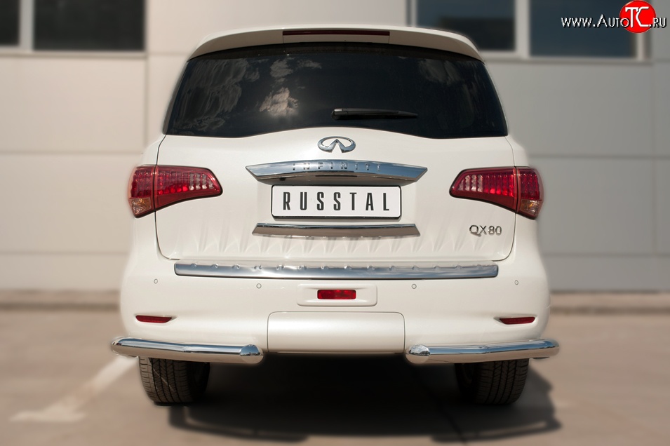 16 849 р. Защита заднего бампера (Ø76 мм уголки, нержавейка) SLITKOFF INFINITI QX80 Z62 1-ый рестайлинг (2014-2018)  с доставкой в г. Вологда