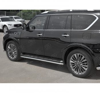 16 549 р. Защита порогов (Ø42 мм, нержавейка) SLITKOFF INFINITI QX80 Z62 2-ой рестайлинг (2018-2024)  с доставкой в г. Вологда. Увеличить фотографию 2