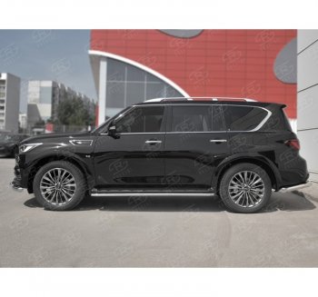 16 549 р. Защита порогов (Ø42 мм, нержавейка) SLITKOFF INFINITI QX80 Z62 2-ой рестайлинг (2018-2024)  с доставкой в г. Вологда. Увеличить фотографию 3