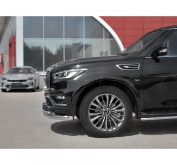 24 999 р. Защита переднего бампера (2 трубы Ø76 и 42 мм, нержавейка) SLITKOFF INFINITI QX80 Z62 2-ой рестайлинг (2018-2024)  с доставкой в г. Вологда. Увеличить фотографию 2